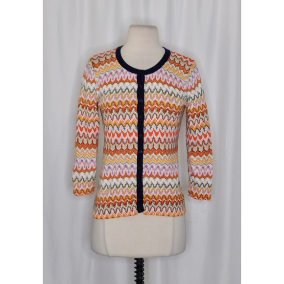 Anthropologie TABITHA Highlighted Frequencies Geometric Cardigan Sweater Medium - Picture 3 of 12